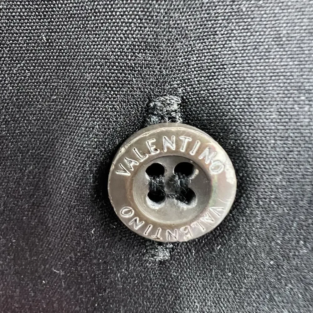 Valentino Black Long Sleeve Button Down Down Dress Shirt Mens Size 43 / 17 - Picture 6 of 8